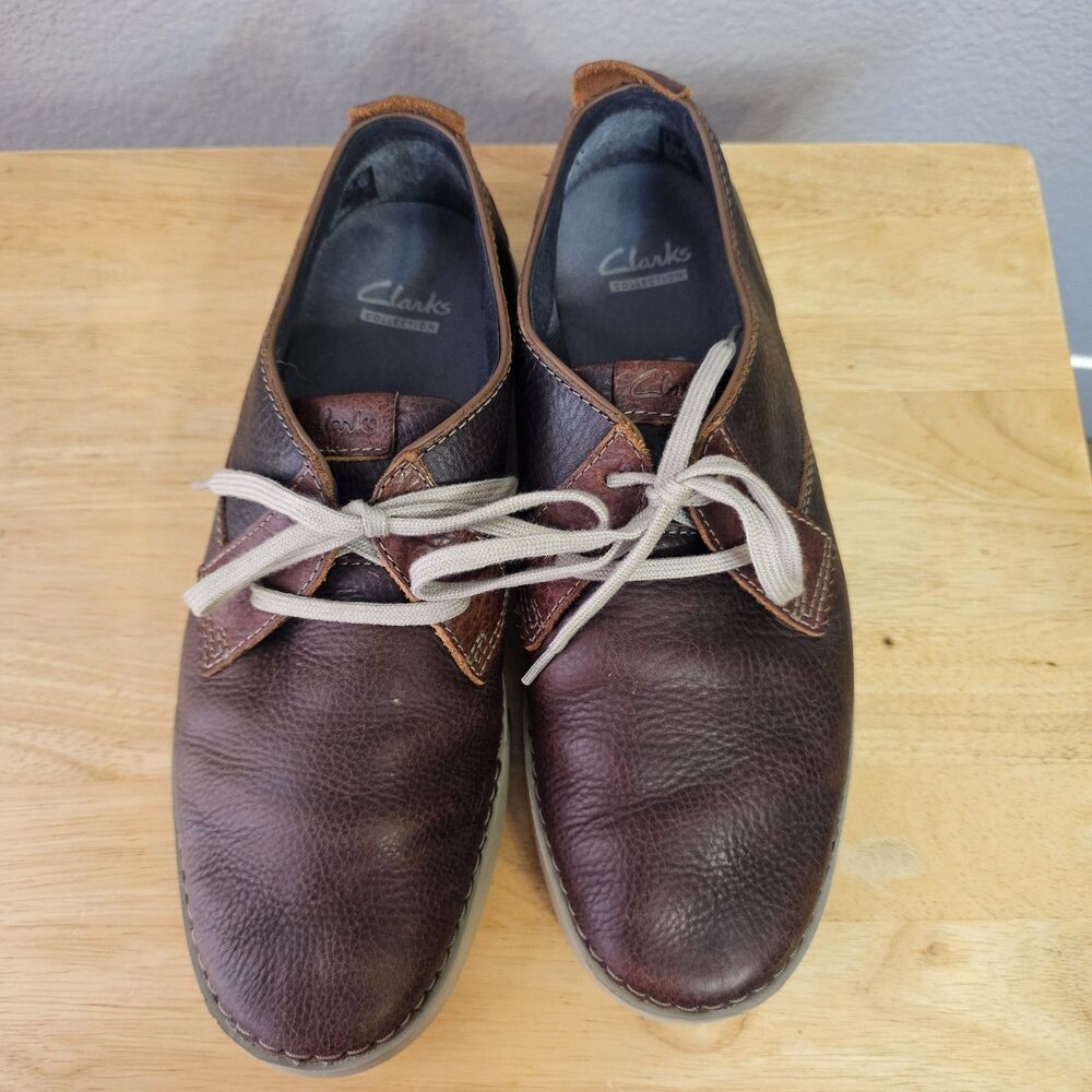 Clarks Soft Cushion Ortholite Men 9M Shoe Brown Leather Comfort Smart Casual S90